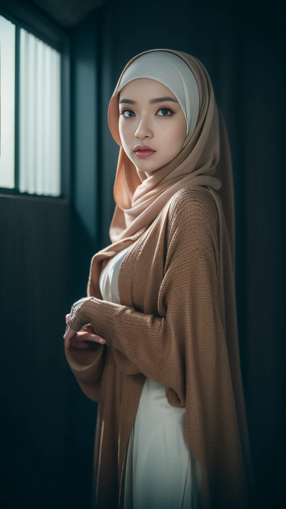 disco, Javanese, (((hijab))), split, reflected light, Chiaroscuro, depth of field, cinematic lighting, ray tracing, Sony FE GM, uhd, super detail, masterpiece, textured skin, high details, best quality, Awards，3d,HDR（high dynamic range）,ray tracing,NVIDIA RTX,super resolution,unreal 5,underground spawning、PBR texture、post processing、Anisotropic filtering、depth of fieldaximum definition and clarity、multilayer texture、알베도 및 reflected light 맵、surface coloration、Octane rendering for accurate simulation of light-material interactions、two color lights、large aperture、low iso、white balance、rule of thirds、8K raw data,whole body