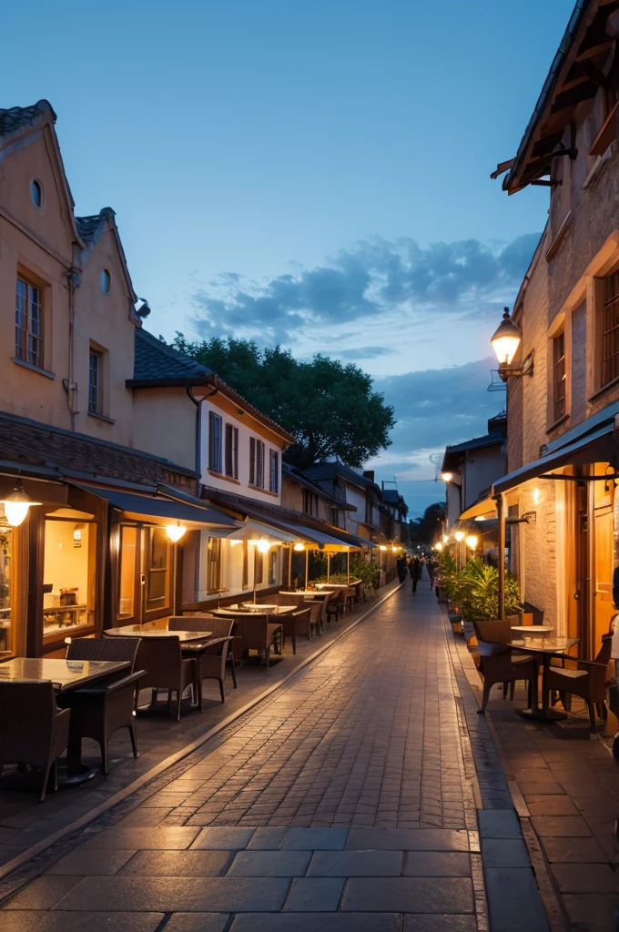 Cafe terrace at dusk