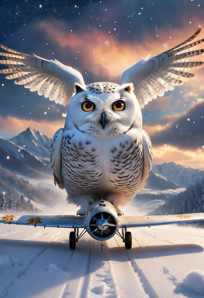 Snowy owl, snow scene background ,Driving skills,Mysterious clouds,expression of surprise, incredible views,Not available, in the sky,legend, aerodrome,stars, illuminating the night sky, joystick,Propeller sounds,Fly free,adventures,terraced,High Mountains,Brave Rabbit,Amazing sunset,Fly as much as you want,Through the clouds,Adventurous spirit,Shocking Scene,spreading its wings,Huge starry sky,A fusion of tradition and modernity.