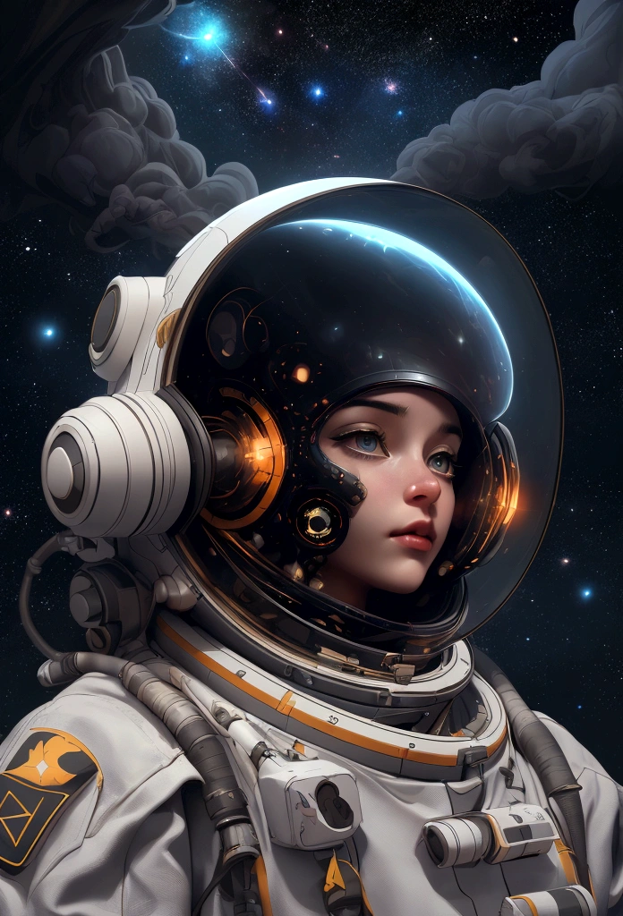 (best qualityer,4K,8K,A high resolution,work of art:1.2),(realisitic, fotorrealisitic, fotorrealisitic:1.37), astronaut fall down in space, in the background we have a black hole and some stars, science fiction, Retro-futuristic technology,Starry fog,exploration,adventure,mystery,galactic environment,exalted,Heroin isolated,Interstellar travel,dramatic contrast,distant planets,majestic face,Sci-fi fashion,Smoke and fog effects,contrasting textures,timeless beauty