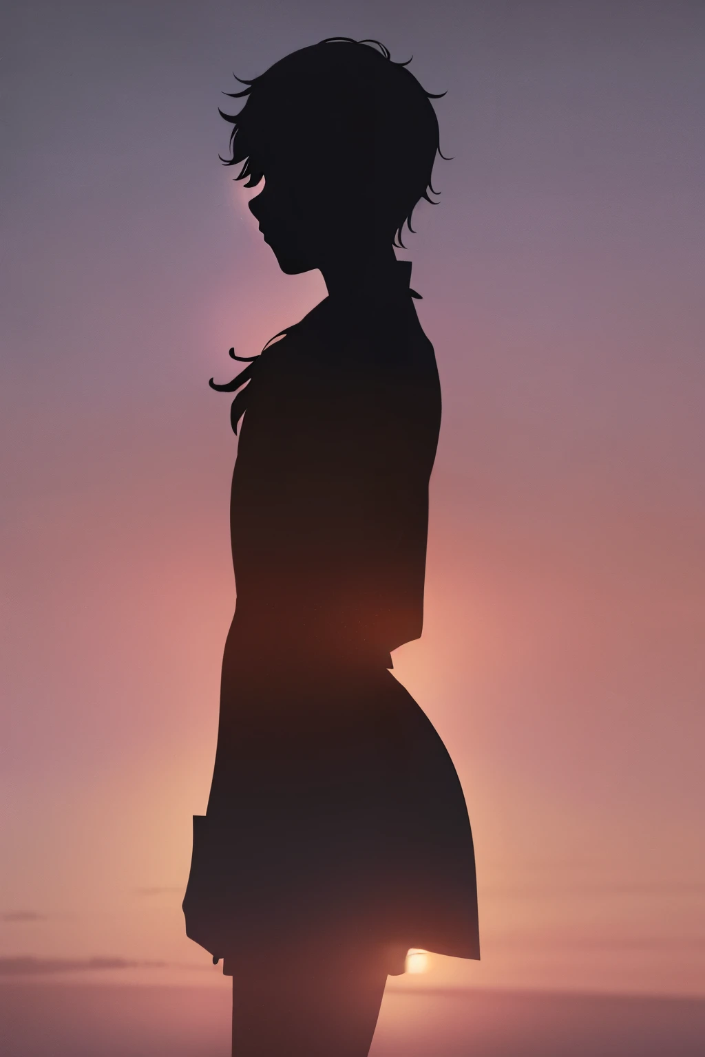 solo, 1boy, ((silhouette:1.4))