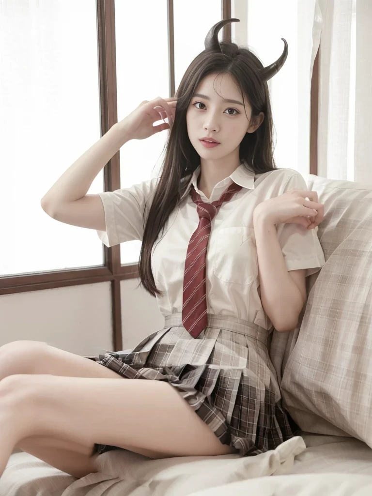 pleated skirt,sofa