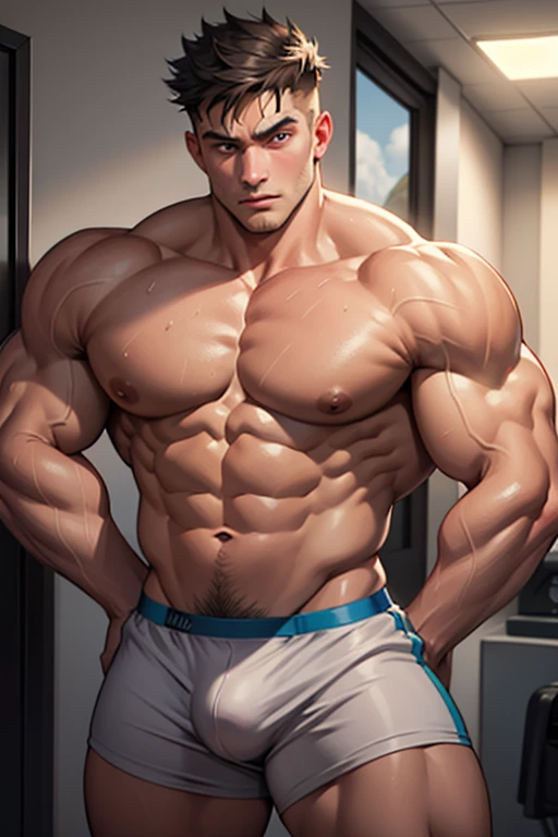 A college freshman flexing in a mirror-lined posing room. hypnotized. Brainwash. Brainwashing. Brainwashed. Entranced. Vapid stare. Dimwit. Dull gaze. Glazed eyes. Dumb bodybuilder jock conversion. Dumber bodybuilder jock assimilation. Hyper muscles. Hyper traps. Hyper biceps. Hyper triceps. Broad shoulders. Hyper muscular meaty pectorals. Hyper glutes. Hyper crotch bulge. Bulging crotch. Hypnosis. IQ drain. Growing muscles. Sweaty. Hairy armpits. Brute. Brutish. Brutification. Bigger and bigger. dumber and dumber. "Bigger and bigger.... Dumber and dumber.... Be ... a jock.... A big dumb jock bro ... Must spread... Transform.... Convert.... Assimilate.... Yes, Coach. Must make more jocks.... Dumb jock obeys.... I follow the play...." Bodybuilder.