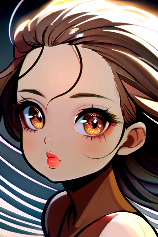 Brhyte doll Brown eyes and brown with waves and open forehead, reddish cheeks, long eyelashes and big lips