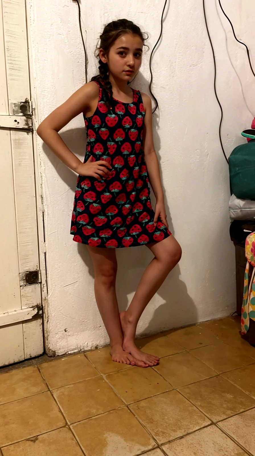 puffy girl standing in front of a wall with a suitcase, wearing dress, girl in a dress, wearing a dress, wearing a summer dress, in a dress, full covered dress, wearing a wonderful dress, short dress, dress , fluffy dress, wearing dress de verão, simple robe, full pose, photo by full body