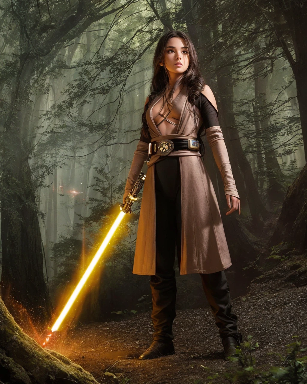 ,jedi Girl, Star wars,laser sword,thin micro bikini, ,beautyful face, beautyful body, perfect anatomy, long haired,sharp picture,