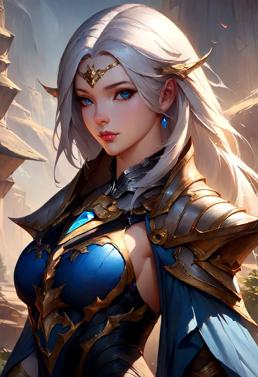 a close up of a woman in a silver and blue dress, chengwei pan on artstation, by Yang J, detailed fantasy art, stunning character art, fanart best artstation, epic exquisite character art, beautiful armor, extremely detailed artgerm, detailed digital anime art, artgerm on artstation pixiv, armor girl