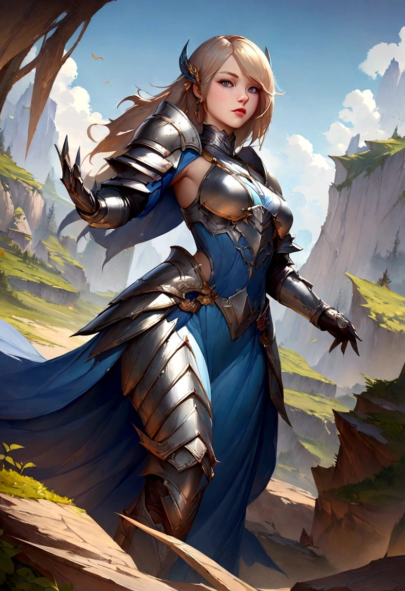 a close up of a woman in a silver and blue dress, chengwei pan on artstation, by Yang J, detailed fantasy art, stunning character art, fanart best artstation, epic exquisite character art, beautiful armor, extremely detailed artgerm, detailed digital anime art, artgerm on artstation pixiv, armor girl