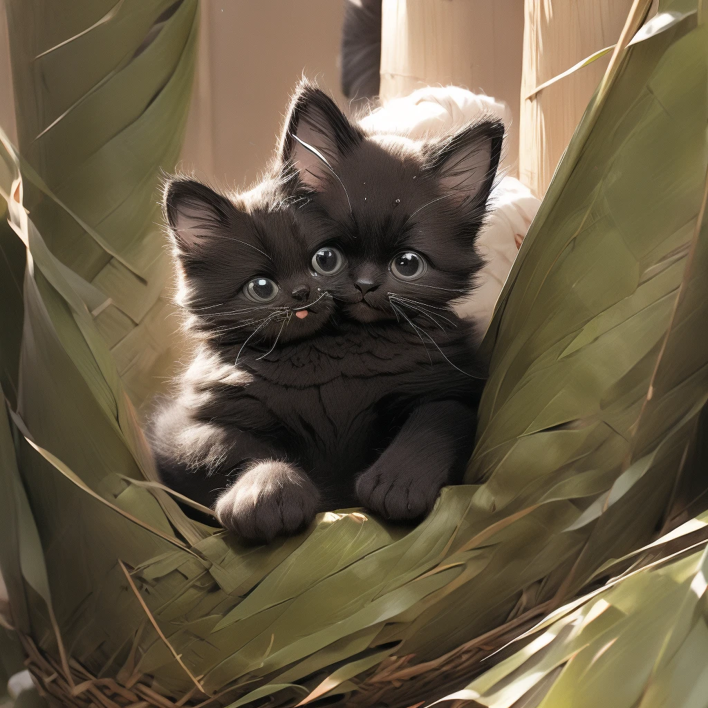 Black cat kitten、Show your paws to the audience、Sweat coming out of the paws