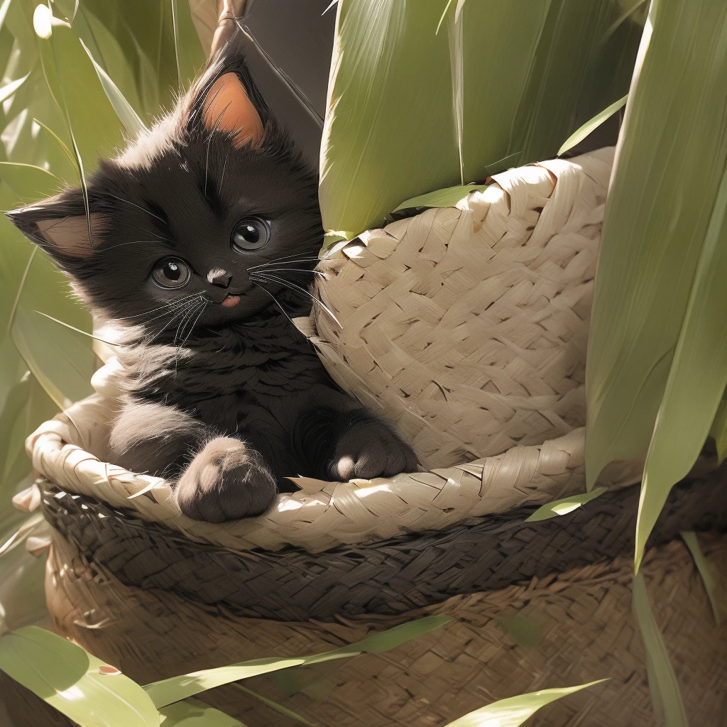 Black cat kitten、Show your paws to the audience、Sweat coming out of the paws