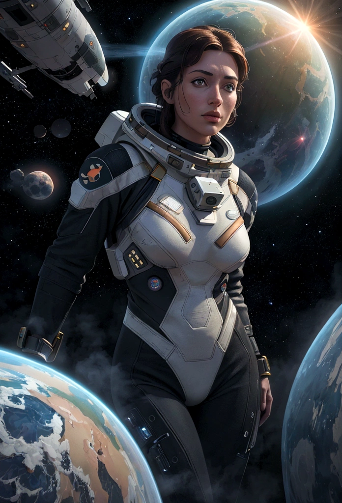 (best quality, 4K, high resolution, Artwork:1.2), (realistic, photorealistic, photorealistic:1.37), full body, astronaut falling in space, in the background we have a black hole and some stars, science fiction, Retro-futuristic technology, Starry fog, exploration, adventure, mystery, Galactic environment, exalted, Interstellar travel, dramatic contrast, distant planets, Majestic face, Sci-fi fashion, smoke and fog effects, contrasting textures, timeless beauty