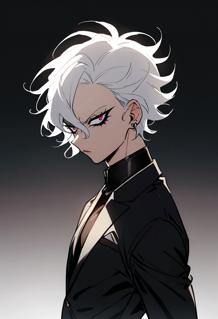 Akira Fudo, Devilman Crybaby, Male, with black clothes, white hair