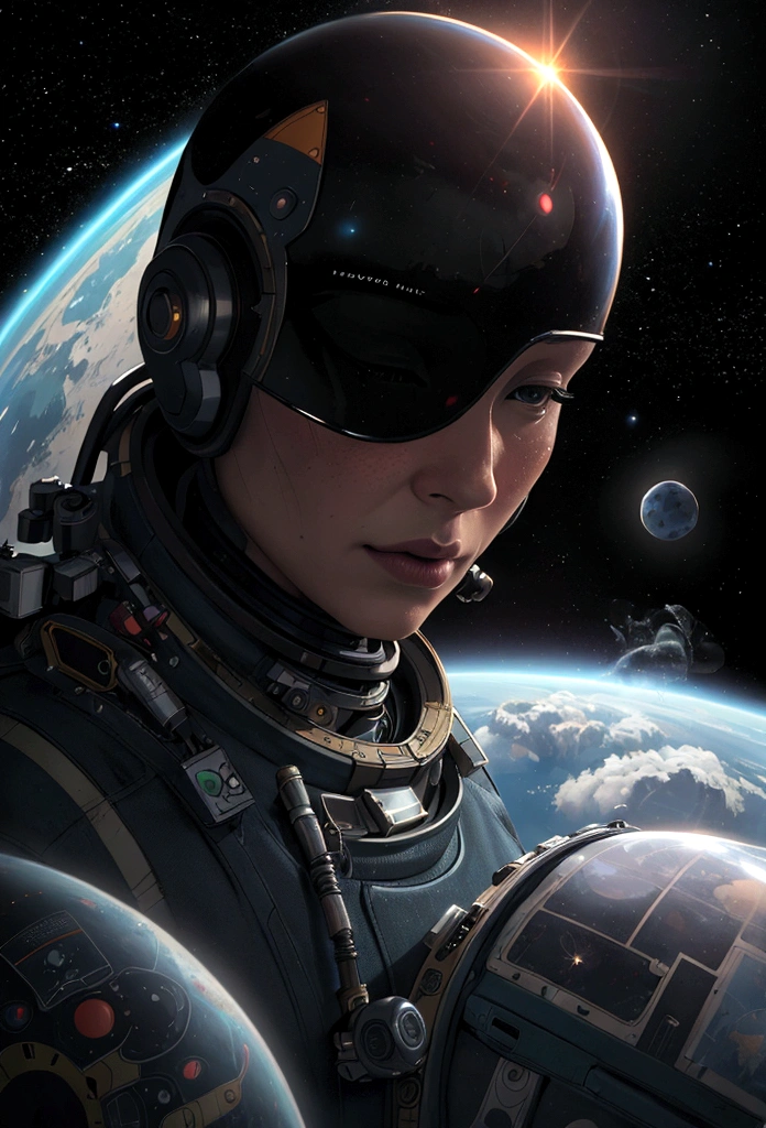 (best quality, 4K, high resolution, Artwork:1.2), (realistic, photorealistic, photorealistic:1.37), astronaut falling down in space in the background we have a black hole and some stars, science fiction, Retro-futuristic technology, Starry fog, exploration, adventure, mystery, Galactic environment, exalted, Interstellar travel, dramatic contrast, distant planets, Majestic face, Sci-fi fashion, smoke and fog effects, contrasting textures, timeless beauty