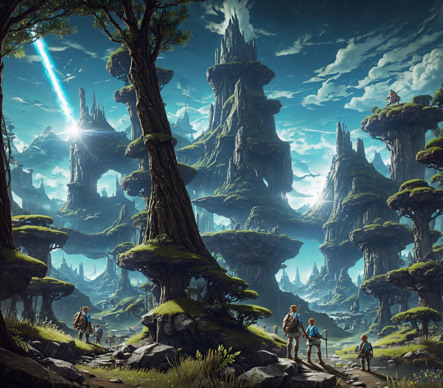 The Legends of Zelda in a extraterrestrial dimension full of technology and super intelligence. Embrace the wilderness aspects of The Legends of Zelda and technology together by also taking inspiration from Breath of the Wild.