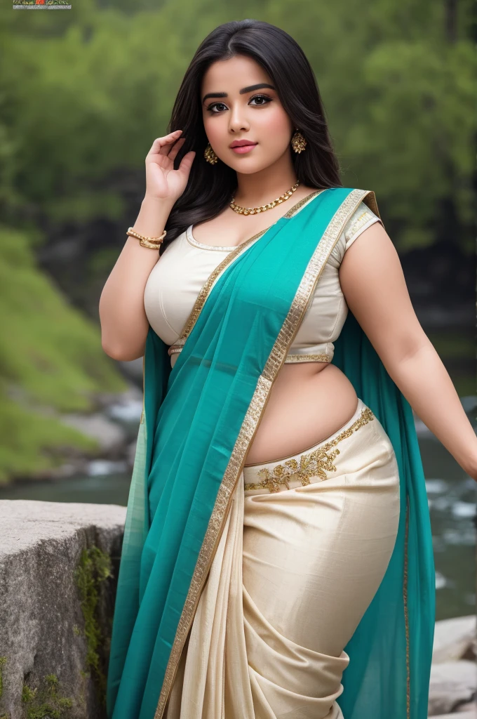 1 Heavenly beautiful and goddess beauty cute and sweet looking face Arabian woman in Trolltunga in Norway , Heavenly beautiful Overweight, Heavenly beautiful Extremely fat, Heavenly beautiful and attractive Chubby figure , Heavenly beautiful looking and eye catching luxury style traditional Indian saree , reaching out, Heavenly beautiful Arabian woman, 16k, High resolution, masterpiece, highest quality, fine skin, outside view, Realistic Photograph, close up figure view