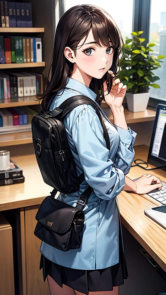 Illustration-like realistic, Office Casual, smartphone, rucksack, Sustainable