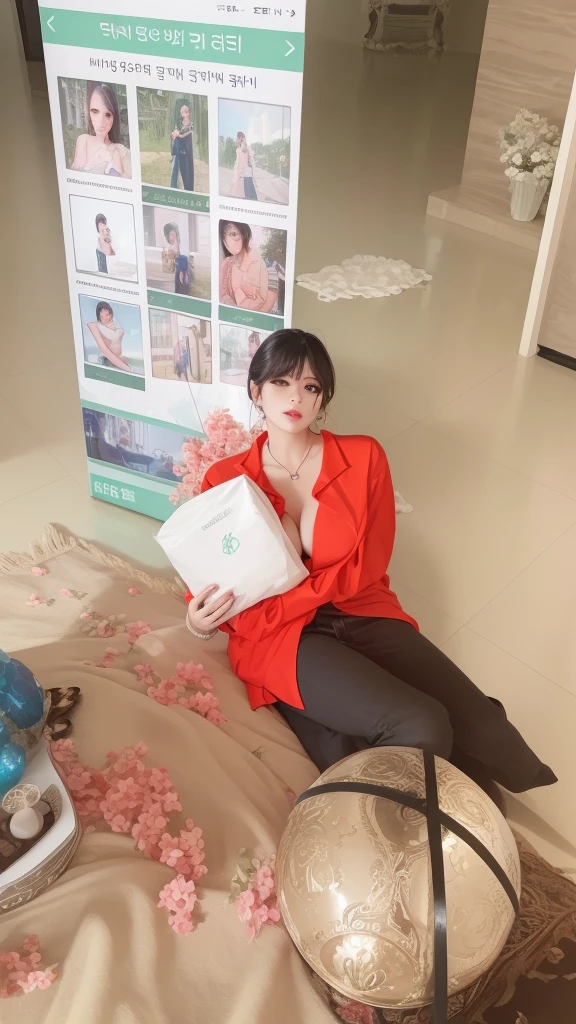 Couple, woman and man, Beautiful big breastokeh), indoors, detailed luxury living room, gentle and charming beautiful goddess, Korean(kpop-idol), solo, necklace, oval face, double eyelids, smart, good hands, good feet, Natural, (from below angle), (glossy skin:1.05), ((low angle)), Perfect figure, (k, UHD, RAW photo, best quality, masterpiece:1.4), (realistic, photo-realistic:1.37), ultra high res, photon mapping, radiosity, physically-based rendering, professional soft lighting, blue eyes, mask, (curly hair), (woman bigs tits)