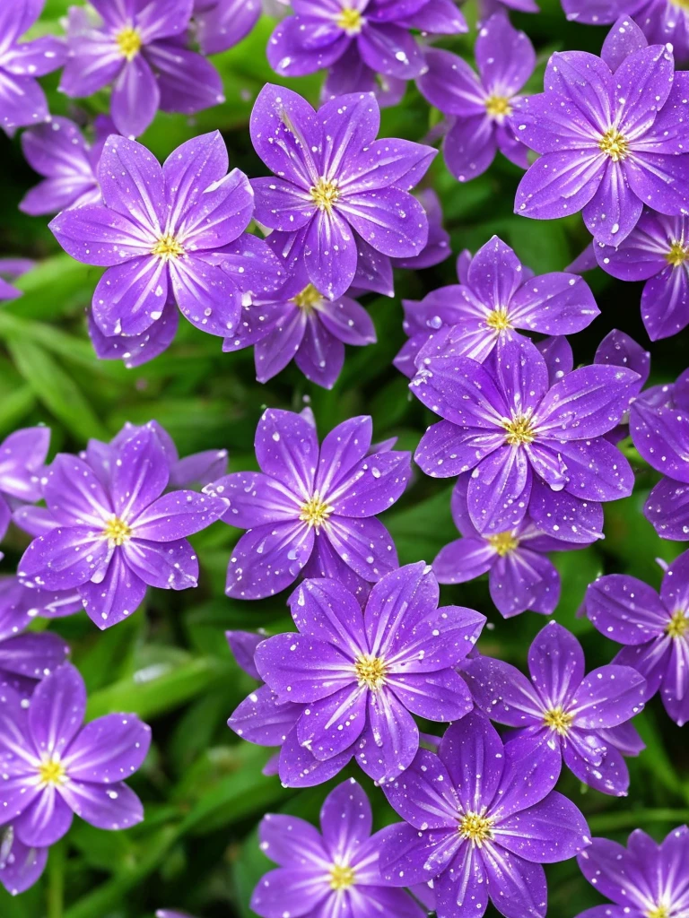 purple flowers with water droplets on them in the dark, a macro photograph by Eugene Leroy, flickr, art nouveau, beautiful flowers and crystals, beautiful!!!!!!!!!, magical flowers, beautiful detail, dewdrops, purple sparkles, ethereal!!!!!!!, dew drops, extremely beautiful and ethereal, sparkling petals, dew, beautiful detail and color, intricate foreground, ethereal beauty, intricate and beautiful