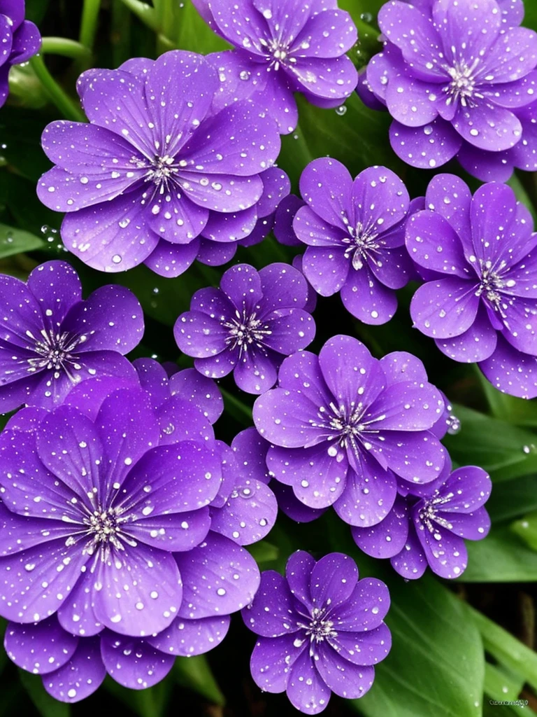 purple flowers with water droplets on them in the dark, a macro photograph by Eugene Leroy, flickr, art nouveau, beautiful flowers and crystals, beautiful!!!!!!!!!, magical flowers, beautiful detail, dewdrops, purple sparkles, ethereal!!!!!!!, dew drops, extremely beautiful and ethereal, sparkling petals, dew, beautiful detail and color, intricate foreground, ethereal beauty, intricate and beautiful