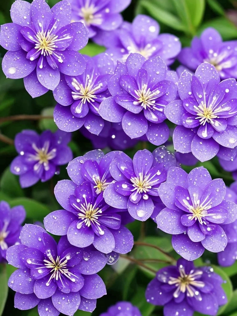 purple flowers with water droplets on them in the dark, beautiful flowers and crystals, beautiful!!!!!!!!!, magical flowers, beautiful detail, dewdrops, purple sparkles, ethereal!!!!!!!, dew drops, extremely beautiful and ethereal, sparkling petals, dew, beautiful detail and color, intricate foreground, ethereal beauty, intricate and beautiful, stunningly beautiful, beautiful!!!, intricately