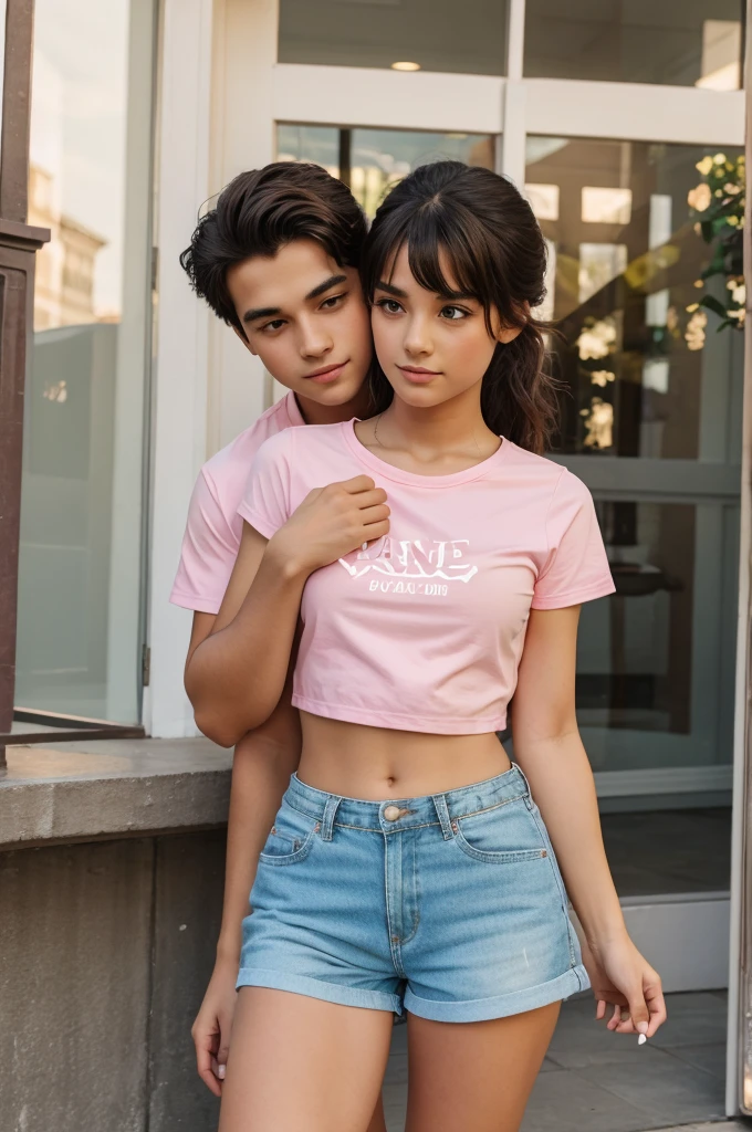 10 girl with 1 boy doing romance wearing shorts 