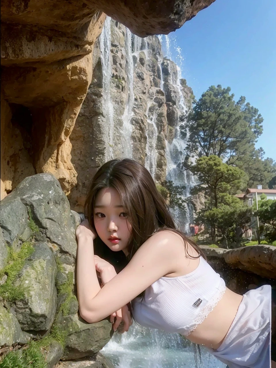 Wonyoung from IVE face, foto realista, ultra HD, 8k, big juicy lips