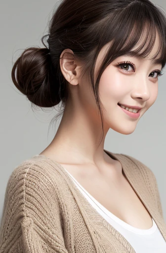 masterpiece:1.3), (8K, Realistic, RAW Photos, Best image quality: 1.4), Japanese schoolgirl、(Random Hairstyles:1.2)、Highly detailed face、Attention to detail、double eyelid、Chest to chest、Sharp focus:1.2、Beautiful woman:1.4、Light brown hair、Highest quality、masterpiece、Ultra-high resolution、(Realistic:1.4)、プロフェッショナルに照らされたsmile、Loose、Summer clothes、thin、smile、Short-haired、Deadly position、Hair Bun、whole body