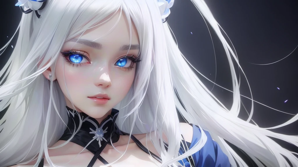 anime White Hair Girl and blue eyes, Stunning Anime Face Portraits, Girl with white eyes, Beautiful anime portraits, Beautiful anime faces, Perfect white hair girl, Detailed portrait of an anime girl, Anime Style 4k, detailed Digital anime art, White Hair Girl, White fine grain, Digital anime art, Her eyes have black anime pupils, Beautiful Anime Girls, Crystal Blue Eyes