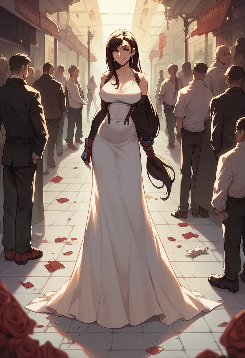 (((Tifa lockhart))), FF7 remake, darkness, bright, heavenly, elegant, trending on Artstation
