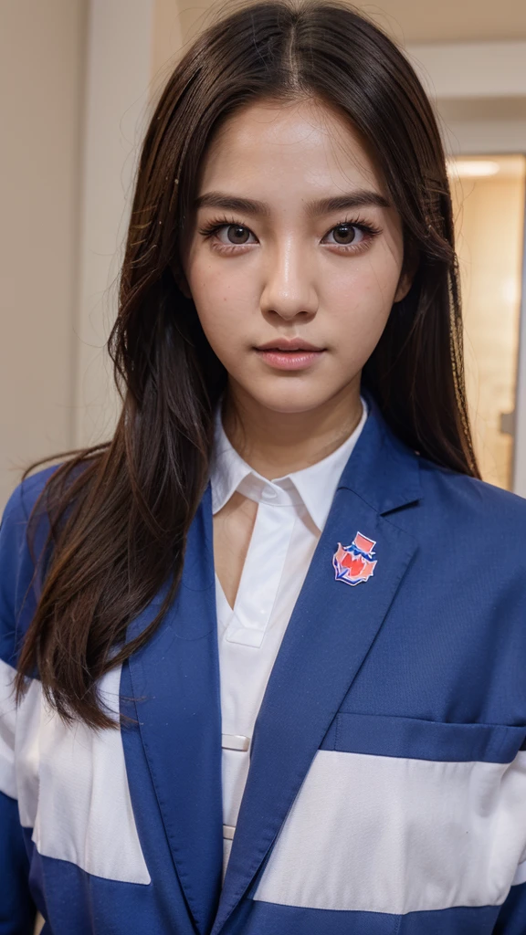 wearing a preppy cosplay, instagram influencer model, 4k ultra realistic, korean school concept, double eyelids, beautiful eyes, use the same facial features for all images