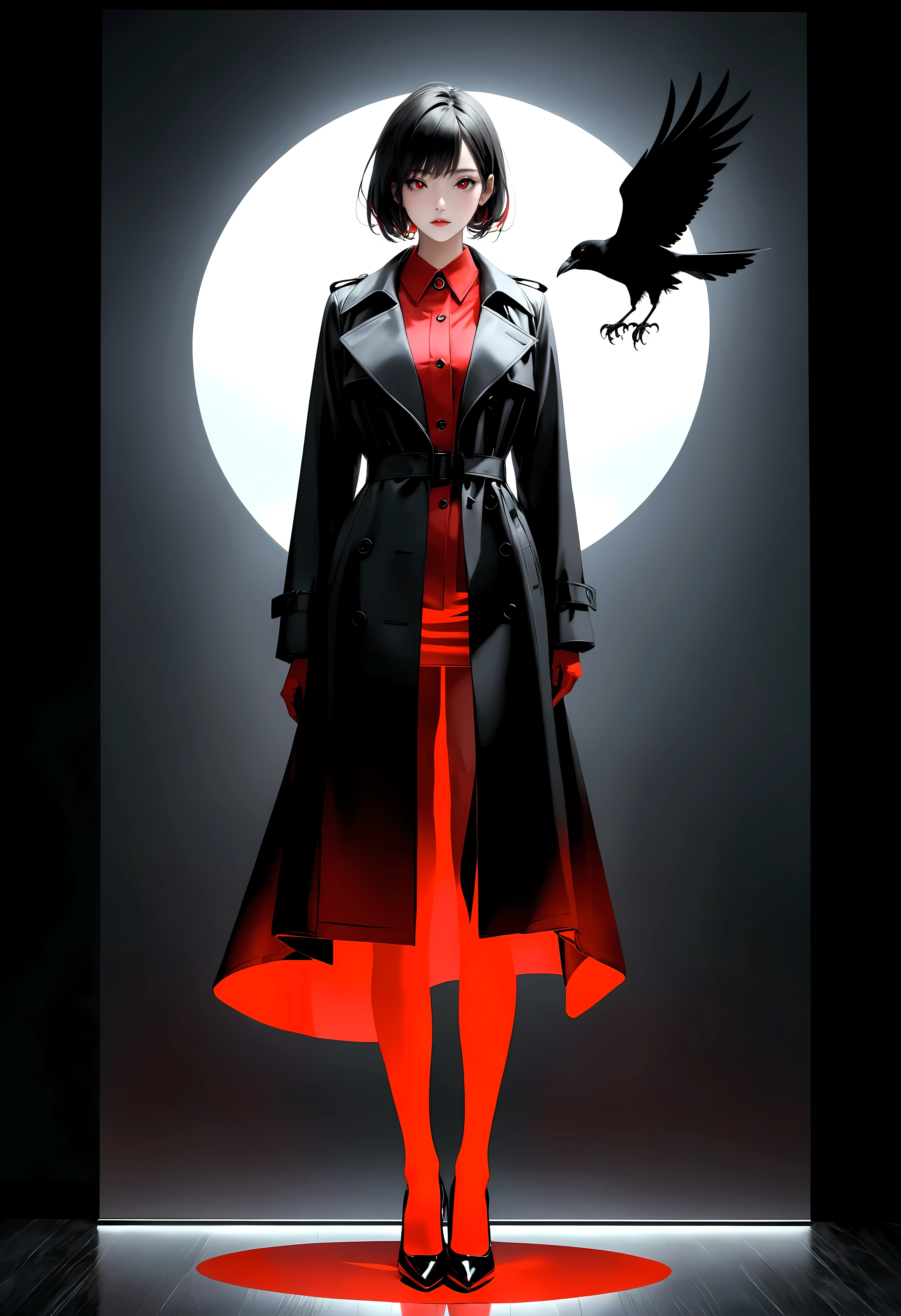 ((Full body):1.2),((Selective color):1.1), Drawing of a Karasu Tengu in Black Trench Coat with Red Eye, silhouette of crow in background, smooth lines, fine art piece, Express expressions and postures through ink contrast, emphasize light, shadow and space. figurative art, (best quality, 4K, 8k, high resolution,masterpiece:1.2) ,(actual, photoactual, photo-actual:1.37). ((perfect_composition, perfect_design, perfect_layout, perfect_detail, ultra_detailed)), ((enhance_all, fix_everything)), More Detail, Enhance. | Rendered in ultra-high definition with UHD and retina quality, this masterpiece ensures anatomical correctness and textured skin with super detail. With a focus on high quality and accuracy, this award-winning portrayal captures every nuance in stunning 16k resolution, immersing viewers in its lifelike depiction. (((anatomical correctness))), (((perfect_fingers))), (((perfect_legs))), (((perfect_hands))), ((perfect_composition, perfect_design, perfect_layout, perfect_detail, ultra_detailed)), ((enhance_all, fix_everything)), More Detail, Enhance.
