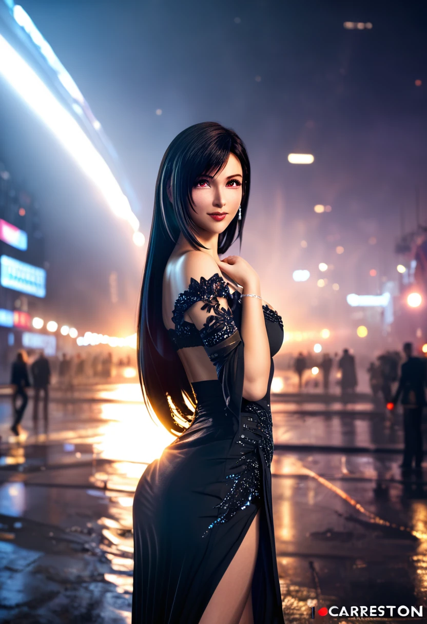 (((Tifa lockhart))), FF7 remake, darkness, bright, heavenly, elegant, trending on Artstation