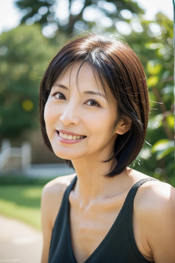 Beauty Witch, Face up,Portraiture, 8K, high quality, Realistic Photographic Images, 50 years old, Japanese women, Neat and clean wife, small, housewife, Natural and realistic eyes, Japan Person Stand, small, beautiful Black Hair, short hair, light makeup, Octane Rendering, Beautiful lighting, Golden ratio composition, smile, Casual wear, Casual clothing, Natural background, Blurred Background, 4K, high quality, Realistic Photographic Images, Japanese women, 50 years old, Pure Japanese face, Beautiful wife, Upper Body, small breasts, light makeup, No makeup, Pure beauty, Mature Woman, Sober clothes, gray, beige, green, Sober, Casual clothing, smile, Black Hair, small black eyes, Background Blur