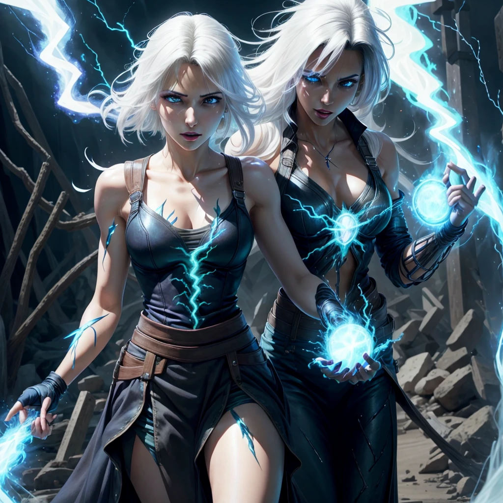 1Beautifulwoman，ff Tifa， X-Men Storm, Lightning is in your hands, Homogeneous symbionts, Venom,, All white hair, a skirt,glowing light eyes