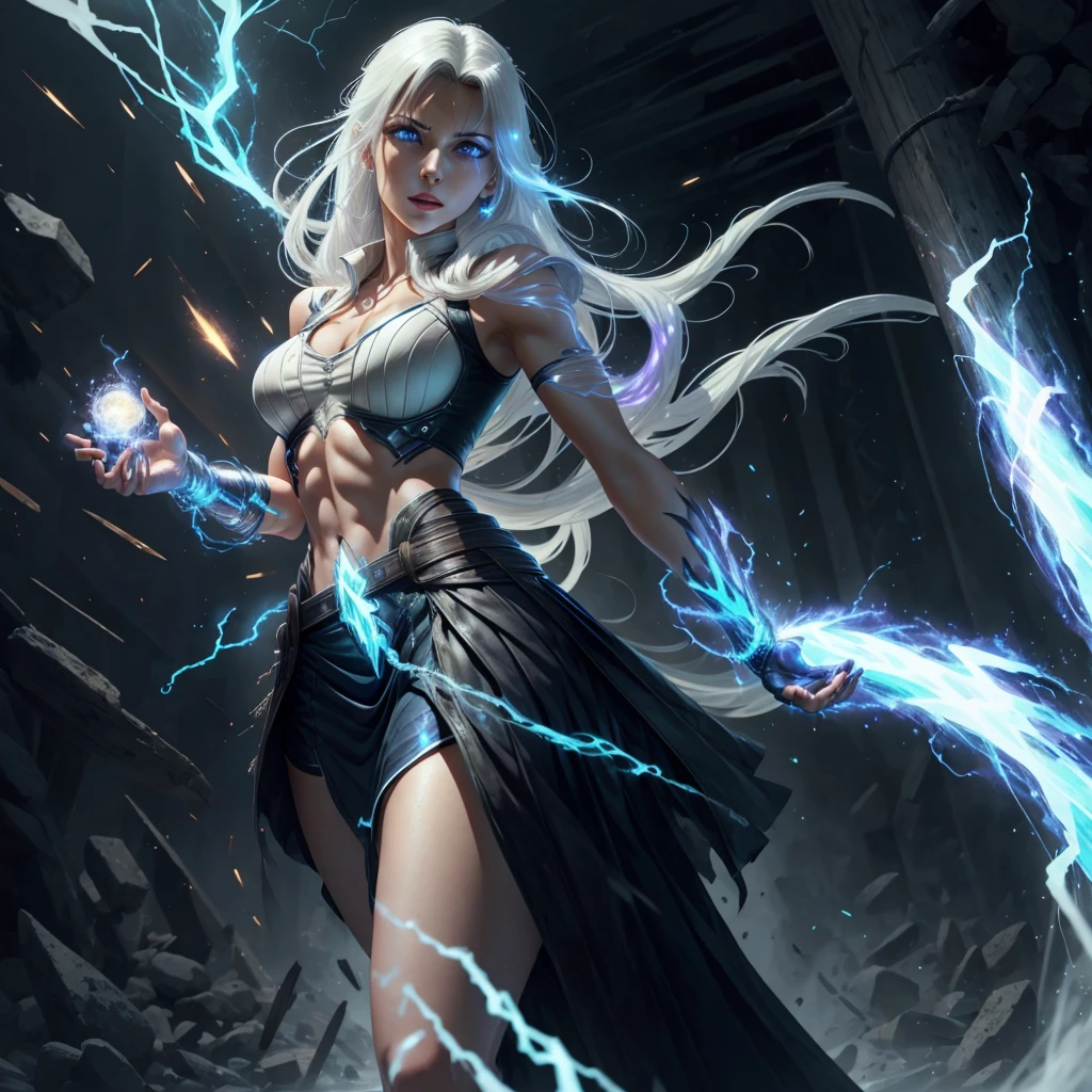 1Beautifulwoman，ff Tifa， X-Men Storm, Lightning is in your hands, Homogeneous symbionts, Venom,, All white hair, a skirt,glowing light eyes