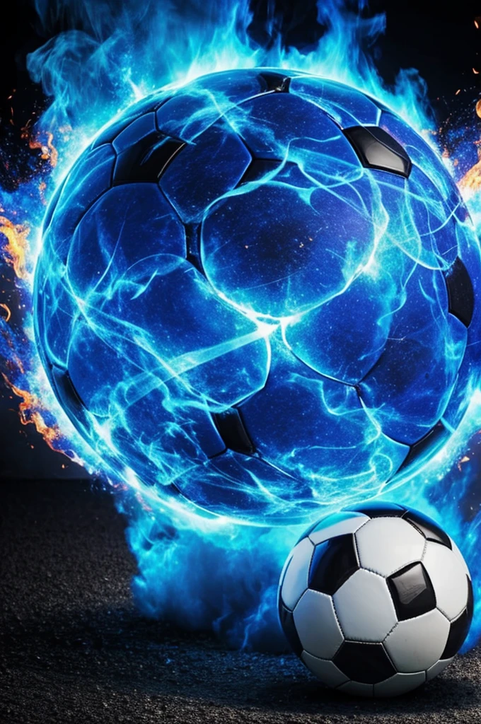 Soccer ball in blue fire