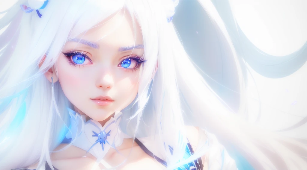 Anime girl with white hair and blue eyes posing for photo, Stunning Anime Face Portraits, Beautiful Anime Girls, Anime Style 4 k, Beautiful fantasy anime, Girl with white eyes, Super Real Anime, Beautiful Anime Women, Perfect white hair girl, Anime Style. 8K, Digital anime art, advanced Digital anime art, Beautiful anime portraits, 3D Anime Real