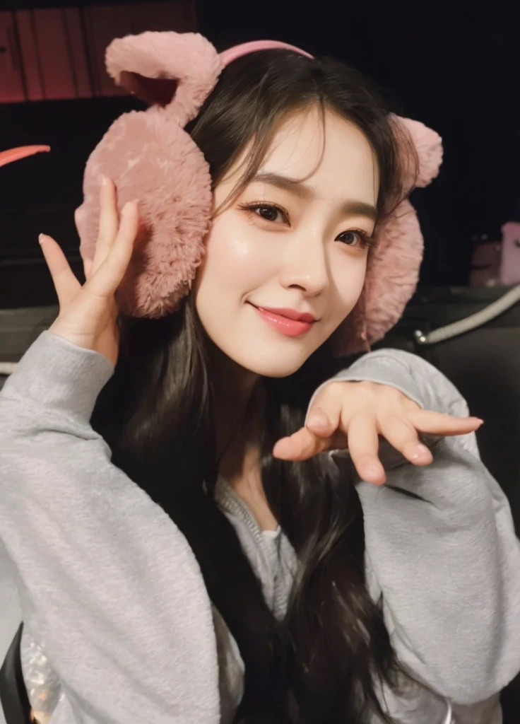 Araffe girl with pink teddy bear earmuffs on her head, He nods, dilraba dilmurat, Wan adorable korean face, Headshot Profile Photo, Sakimichan, jaeyeon nam, jossi de blackpink, lee ji - eun, lee ji-eun, Hermosa Delphine, Parque Ji-min, kim doyoung