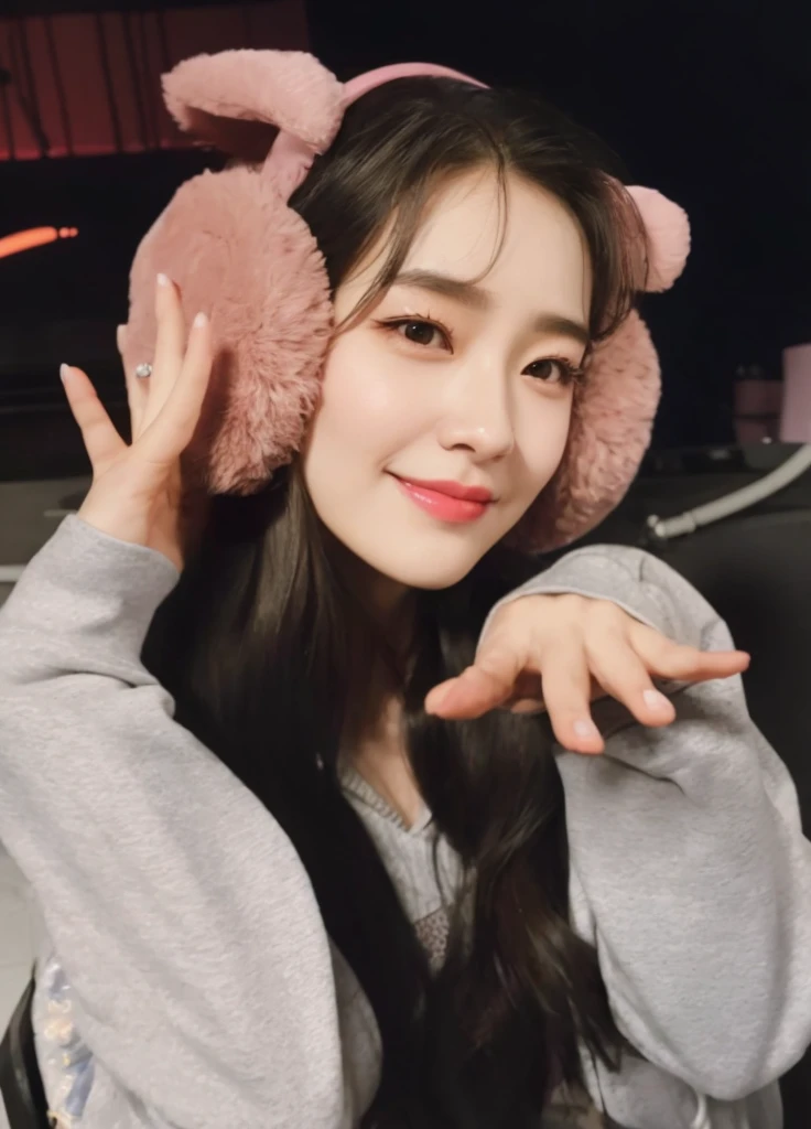 Araffe girl with pink teddy bear earmuffs on her head, He nods, dilraba dilmurat, Wan adorable korean face, Headshot Profile Photo, Sakimichan, jaeyeon nam, jossi de blackpink, lee ji - eun, lee ji-eun, Hermosa Delphine, Parque Ji-min, kim doyoung
