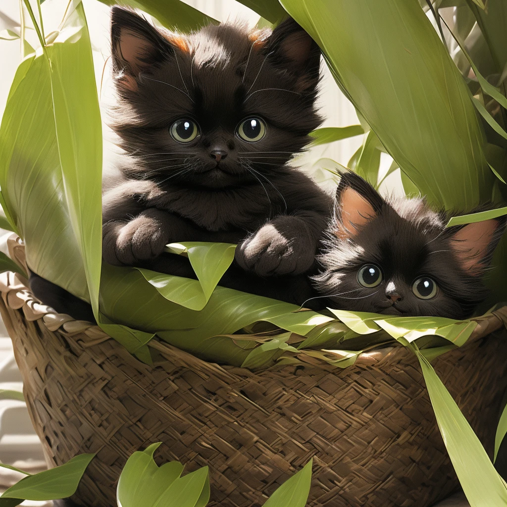 Black cat kitten、19、1 black cat mother