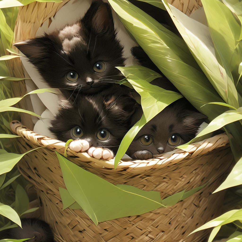 Black cat kitten、19、1 black cat mother