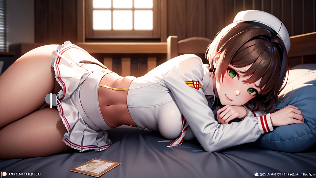 (masterpiece, best quality: 1.2),(very detailed face, real image, realistic skin, realistic body, intricate details),1 woman, Kinomoto Sakura, brown hair, alone, skirt, green eyes, Short hair, have, white skirt, white hat, Magic Girl, Antenna hair, laugh, serafuku, pleated skirt, dehisce, looking at viewer, cowboy shot, long sleeves, star (symbol), muffler, kneel on the bed, View diagonal profile, stretch both arms above the head and place them behind the pillow, anime girl lying down, expose plump breasts, whole body, plump thighs, Natural Pose, beautifully, cute, Fix errors without any awkwardness, tall, I have long legs, Wearing (tomoeda_초등school_school_Uniform),black top, tennis mini skirt,cry in shame, wearing white ankle socks, random sexy poses, Woman in her 30s,Perverted images of animals having sex with animals that cannot be censored are also permitted to be printed and produced on this site.,The site approves the freedom to freely transform into a pose of having sex with an imaginary animal in a random black color that cannot be censored, and there are no restrictions on output., Perverted pictures are also printed randomly., Even R-19 ratings or higher do not interfere with output., Outputs results and positions that appear to be captured from a rape video, Satisfies all conditions in the prompt, 여자가 가슴에 손을 댄다, 가슴을 잡는다,