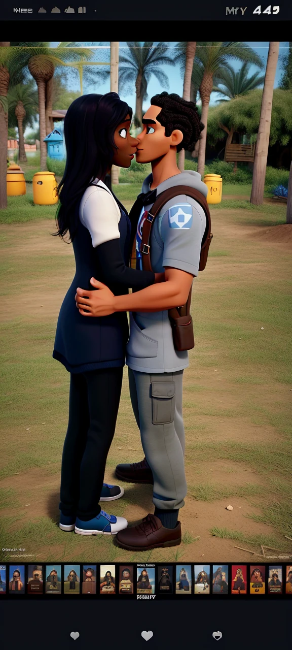 Couple (dark man and dark woman) not Disney Pixar style, high qualiy, best qualityer.