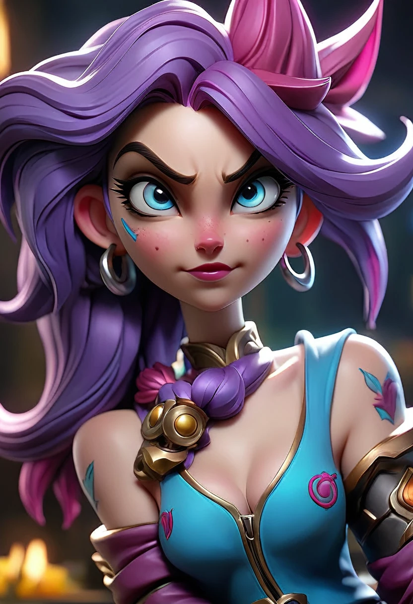 a beautiful, detailed Jinx from League of Legends, erotic foot fetish, intense facial expressions, hyper-realistic, 8k, photorealistic, masterpiece, intricate details, vivid colors, dramatic lighting, cinematic composition