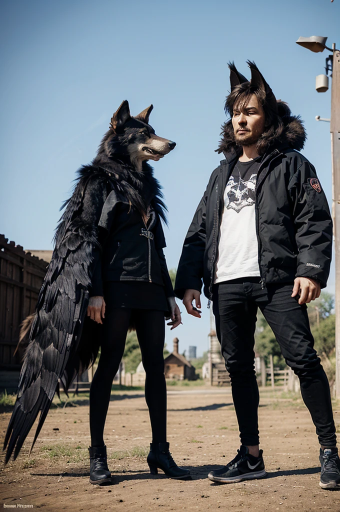 cartoon picture of wolf and crow