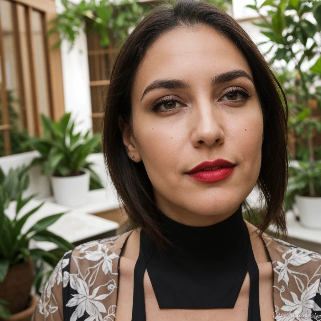 (((rich latina))), (((old woman))), (((ugly:1.2))), (photorealistic), ((raw image)), ((natural lighting)), (((35 year old))), (((square face))), (((high cheekbones))), (((thin eyebrows))), (((arched eyebrow))), (((deep nose bridge))), (((pointy nose))), ((dark hair)), (((regal nose))), (((deep eyes))), (((stylish clothing))), (((selfie))), ((red lipstick)), indoor setting, (((wearing bodycon dress))), (((smirking))), (((teasing pose))), indoor setting, (((patio))), ((upper body and upper legs))
