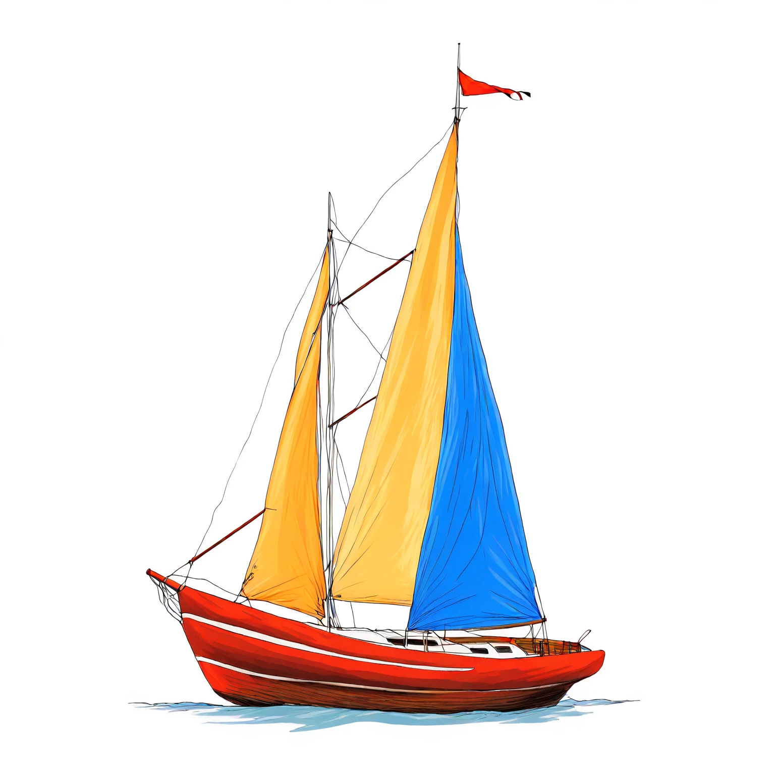 SAILBOAT, HAND DRAWING, DRAWING