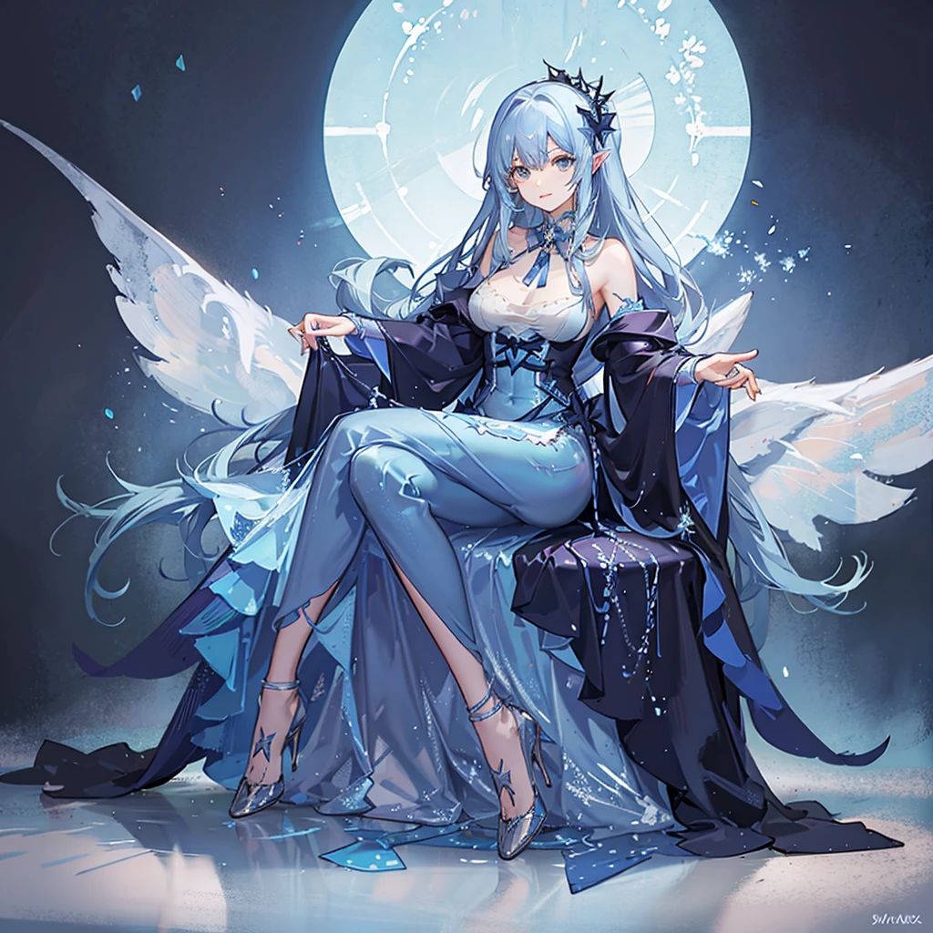 chibi fairy full length, blue blue tones