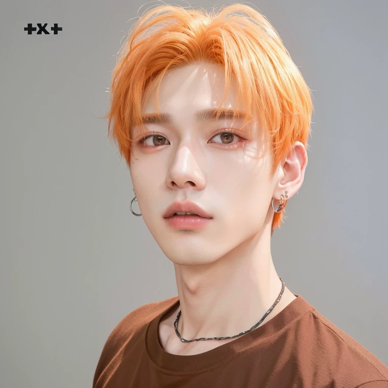 Arafed man with orange hair and piercings posing for a photo., kim doyoung, cai xukun, Jung Jaehyun, hyung tae, jinyoung shin, kim taejin, with short hair, Yanjun Chengt, 8k!, everyone from the nct group, hong june hyung, profile headshot, wicked ulzzang, inspired by Bian Shoumin