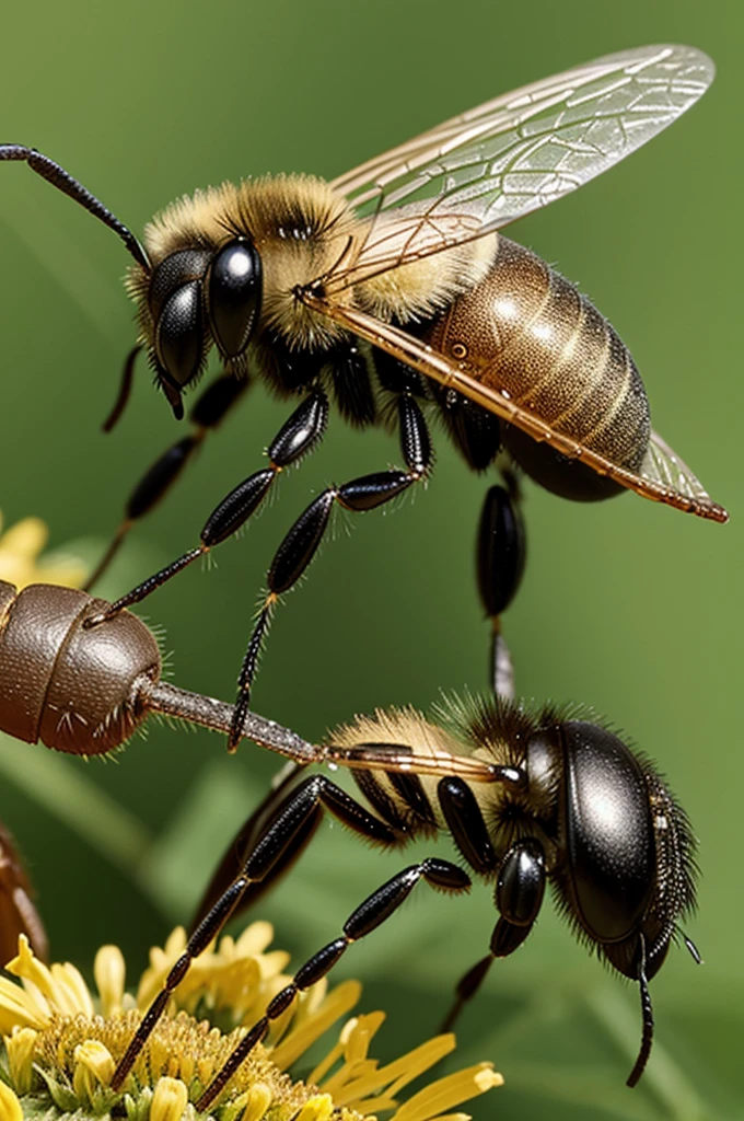 A bee having sex with an ant